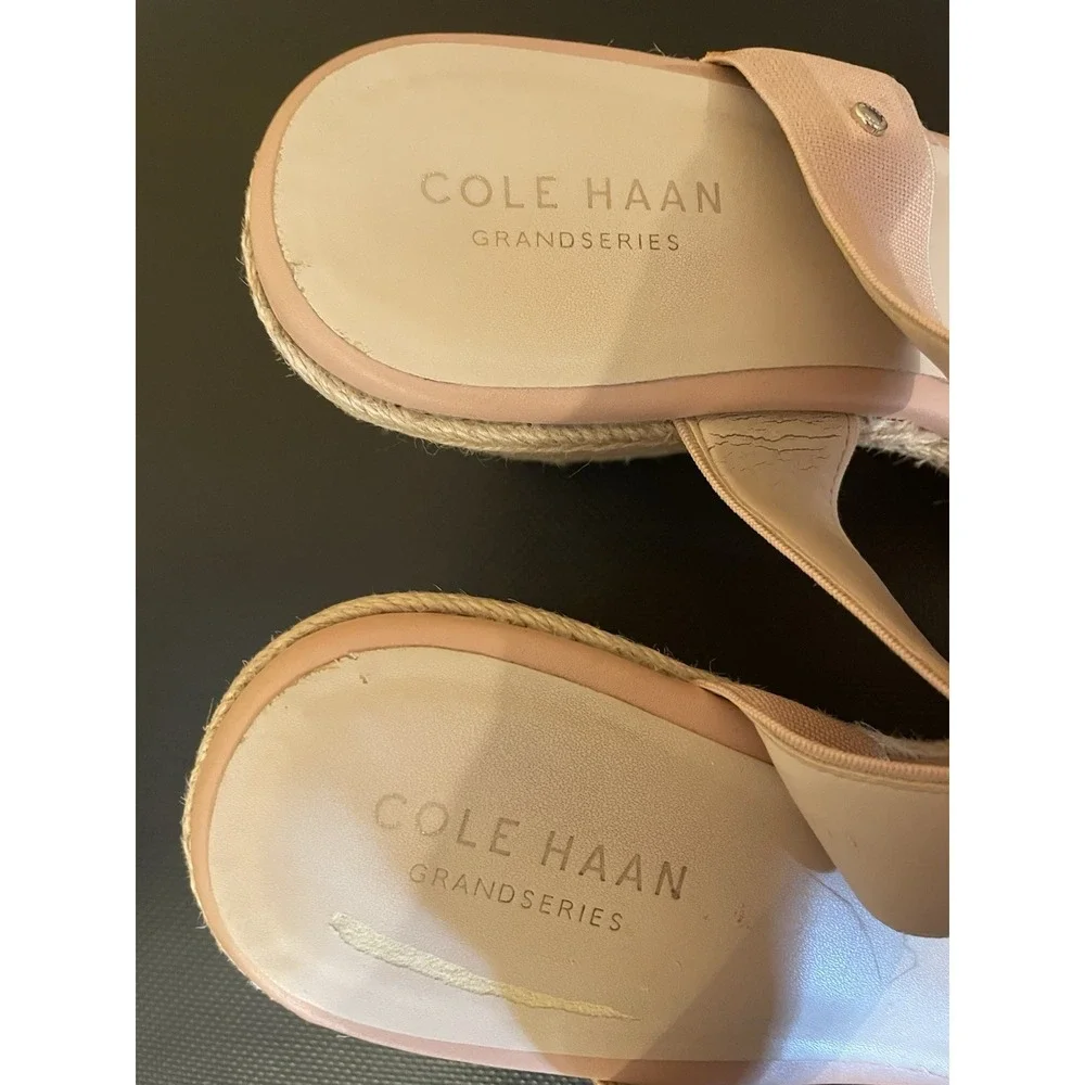 Cole Haan Wedge Espadrille Shoes Womens 8.5 Rose Light Pink Open Toe Sandals
